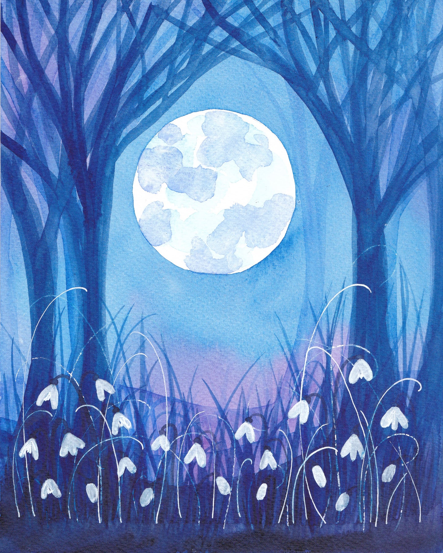 Snowdrop Wood - Full Moon Print