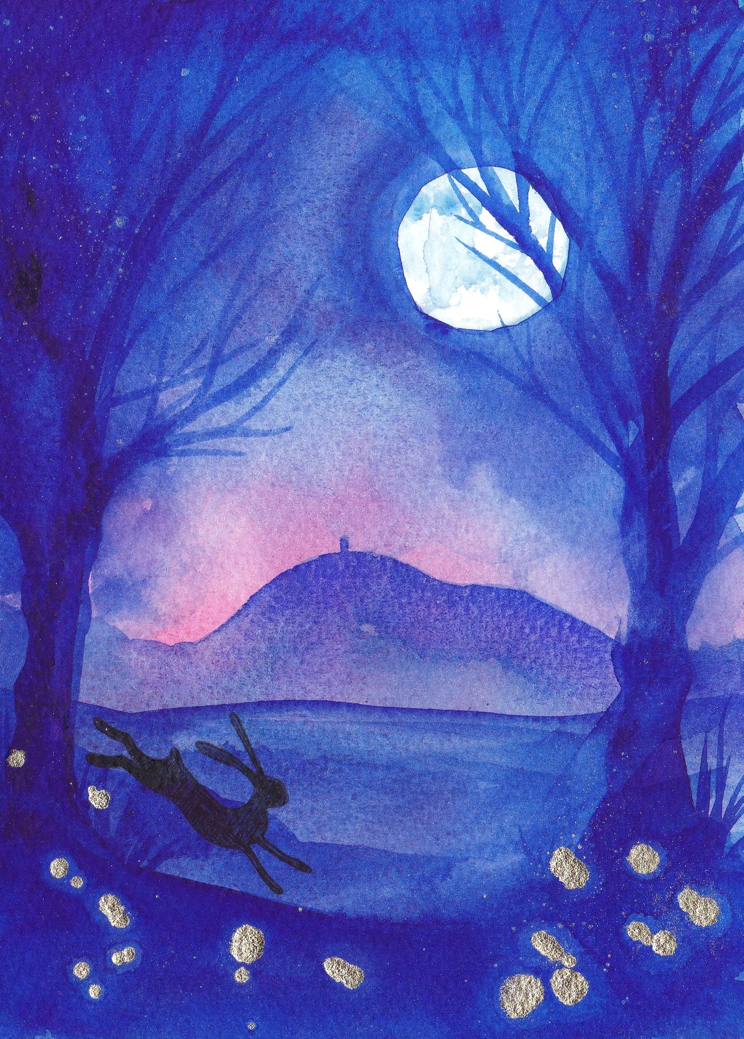 The Moon will Light the Way - Framed Original watercolour painting