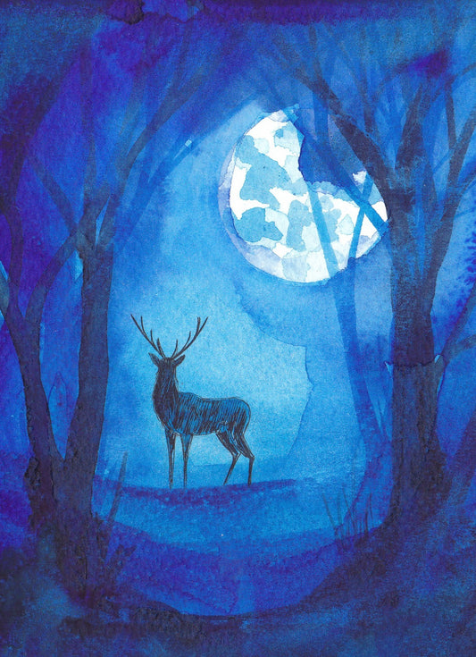 Moonlit Witness - Greeting Card